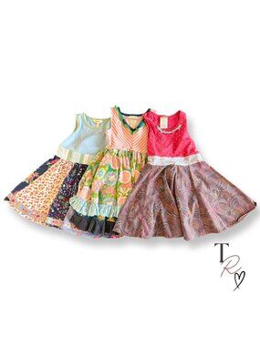 Matilda Jane Bundle of 3 Girls Sleeveless Twirl Spring Summer Dress Tunic Size 4